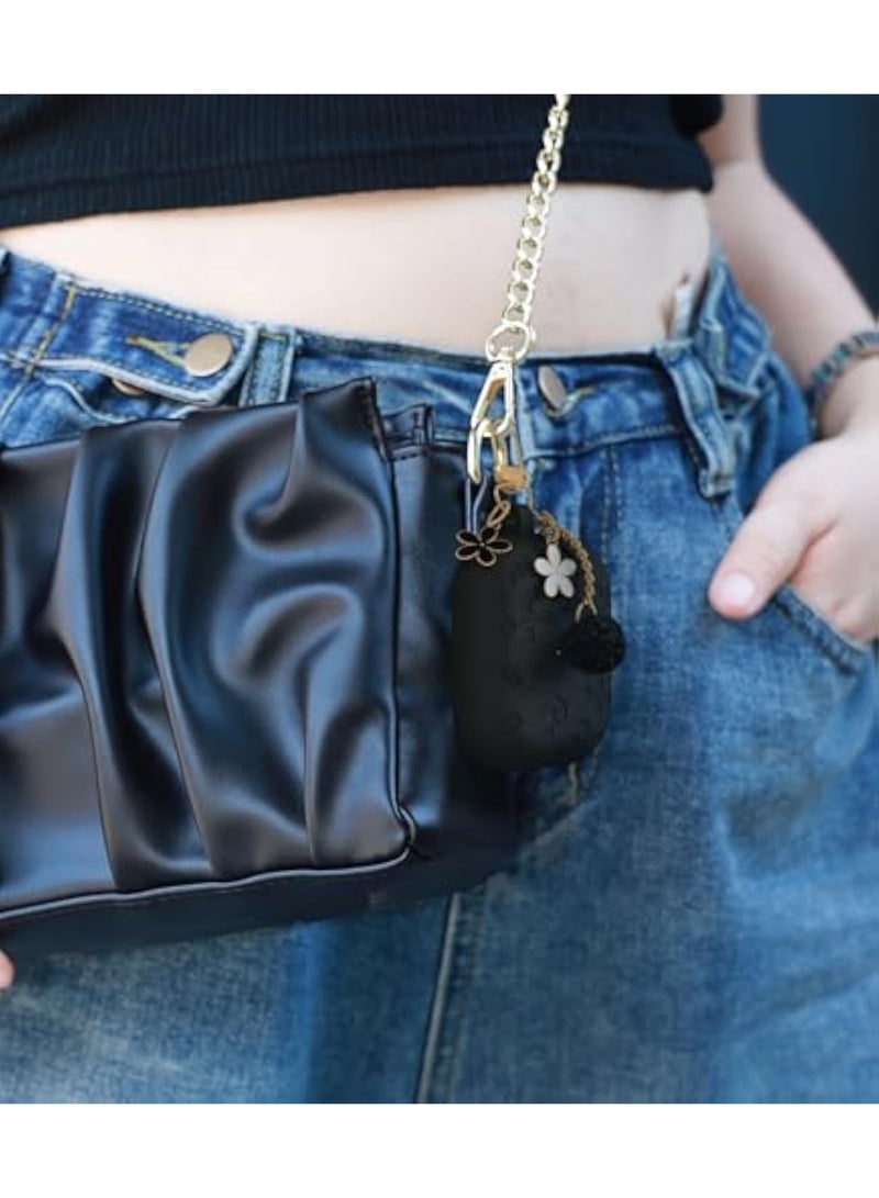 Arabest Compatible with AirPods Pro 3 Case 2025 Cute with Cherry Blossom Keychain and Cleaning Kit, Soft Silicone Shockproof Flower Engraved Compatible with AirPod Pro 3 Case Cover - Dark Gray - Image 5