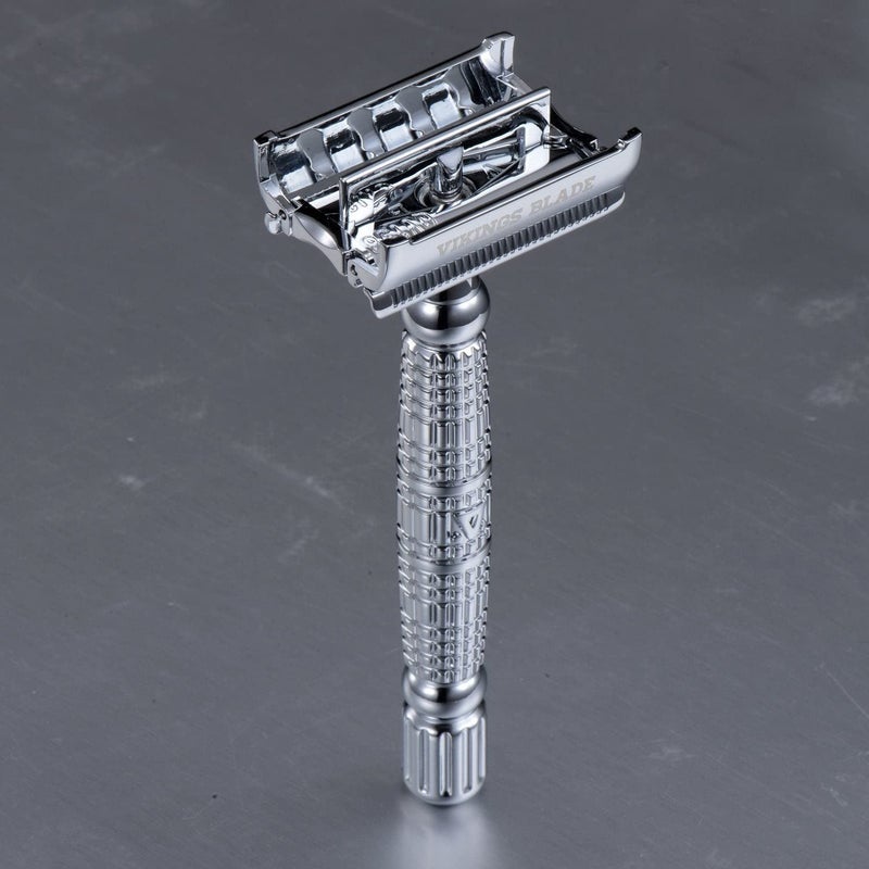 VIKINGS BLADE Double Edge Safety Razor for Men + 5 Swedish Steel Blades + Luxury Case. Long Handle. Smooth, Reusable, Eco-Friendly (The Vulcan) - Image 3