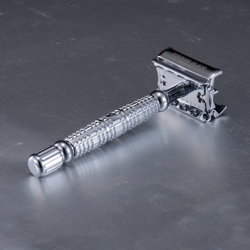 VIKINGS BLADE Double Edge Safety Razor for Men + 5 Swedish Steel Blades + Luxury Case. Long Handle. Smooth, Reusable, Eco-Friendly (The Vulcan) - Image 4