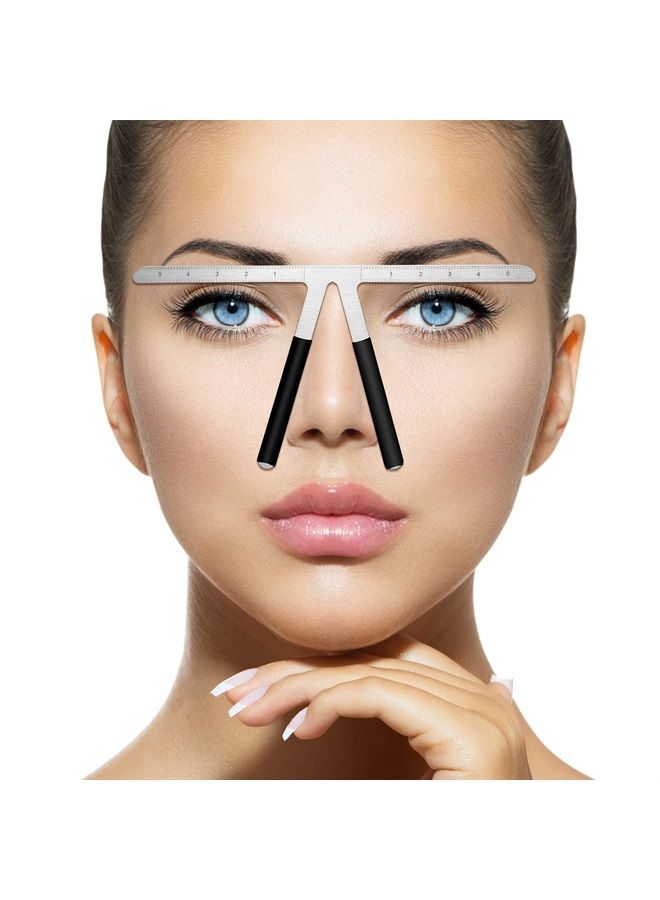 2 Pieces Tattoo Eyebrow Ruler 3-Point Positioning Ruler Eyebrow Golden Ratio Caliper Microblading Ruler Brow Caliper Measuring Tool Plastic Eyebrow Caliper for Student (Silver)
