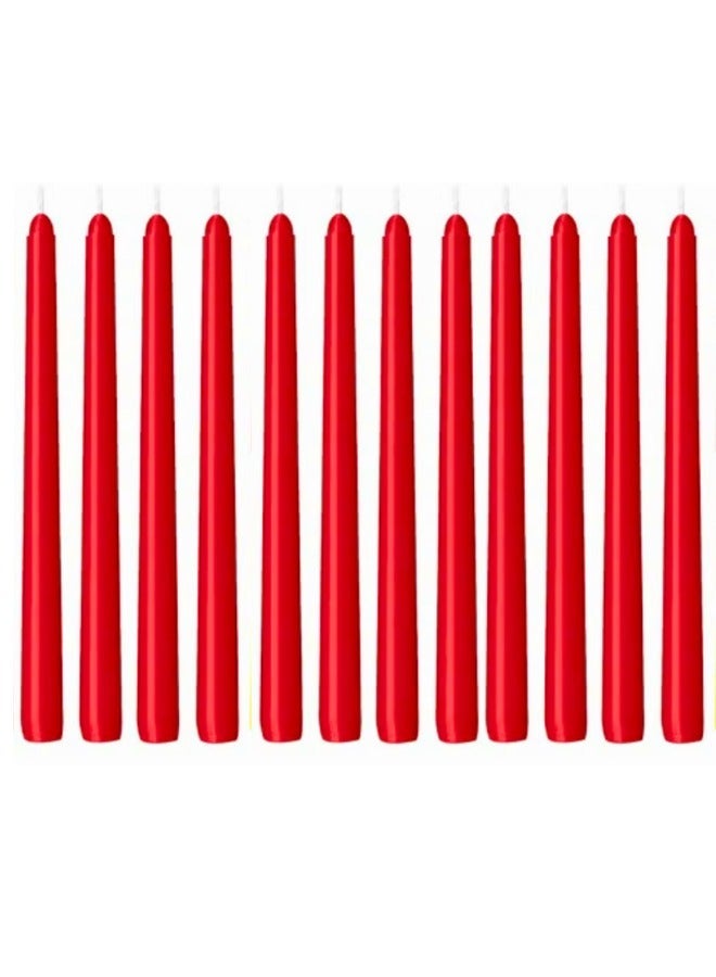 Chase Up Tall Candles Pack of 12-Unscented Dinner Long Candles - Paraffin wax candle for studying with Cotton Wicks - 25 cm Long Burning birthday Candles - Image 1