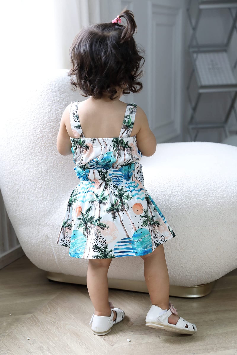 Tiny Cutey Toddler Baby Girl Clothes Ruffle Crop Top +Boho Floral Skirt Summer Dress Outfit Two Piece Set (Full Coconut Tree, 12-18 Months) - Image 4