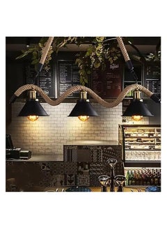 SP SUPER POWER Vintage 3-Light Hemp Rope Chandelier Ceiling Lighting Fixture Retro Industrial Pendant Lamp for Kitchen Island Living Room Dining Room Bedroom  - Image 5