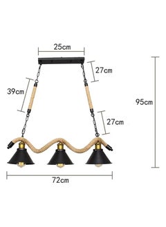 SP SUPER POWER Vintage 3-Light Hemp Rope Chandelier Ceiling Lighting Fixture Retro Industrial Pendant Lamp for Kitchen Island Living Room Dining Room Bedroom  - Image 2