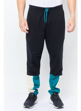 Men Regular Fit Brand Logo Track Pants, Black