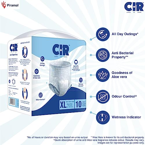 CIR Adult Diaper Pants Style | Adult Diaper Extra Large (XL)|Waist (100-150cm I 40"-59") |10 hr Absorption-Protection | Unisex with Wetness Indicator | Odour Control | Goodness of Aloe Vera | 10 Units - Image 2