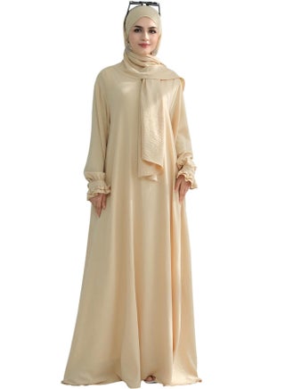 Women Muslim Dress Middle East Arabian Robe Islamic Modest Dress with Hijab Scarf Lace Sleeve Flowy Abaya Dress - pzsku/Z71D204D1F94EF490E494Z/45/1746227572/a04dbb81-56e5-4857-9245-5ce2e4a2025e
