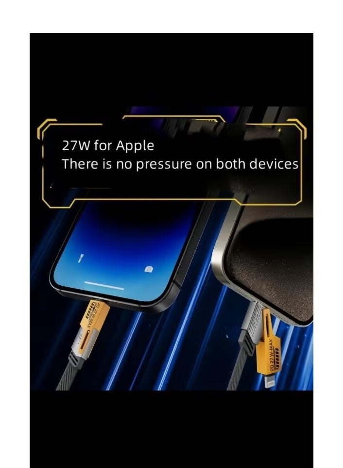 دبل كابل شحن سريع من سلسلة سريعة 4 في 1 لكل من أجهزة iPhone الجديدة والقديمة وكابلات Android Type-C + Micro USB - Image 4