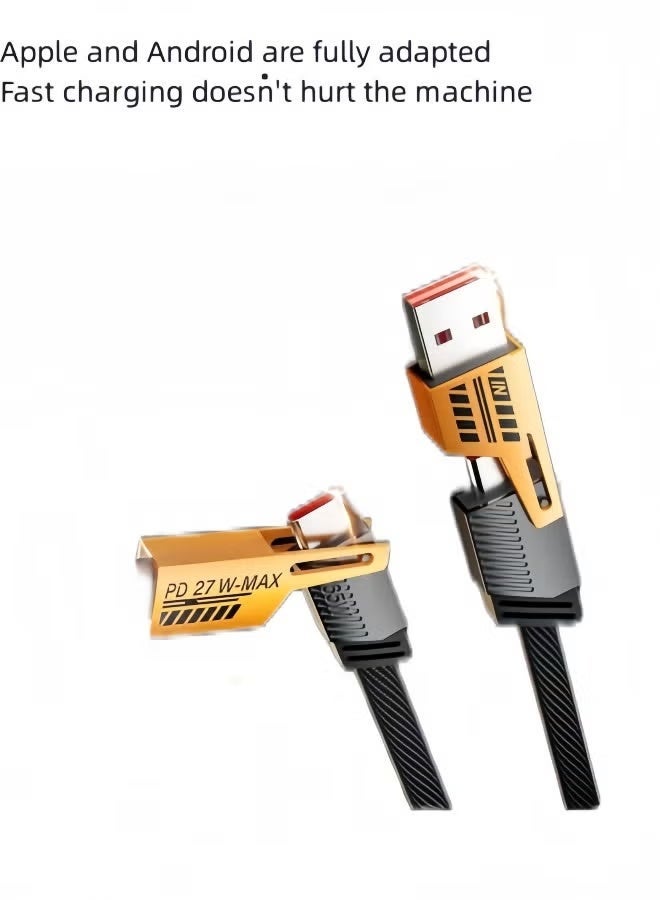 دبل كابل شحن سريع من سلسلة سريعة 4 في 1 لكل من أجهزة iPhone الجديدة والقديمة وكابلات Android Type-C + Micro USB - Image 2