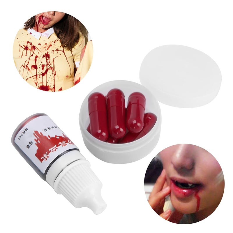 klarako Blood Capsules, Fake Blood Flavored Fake Blood Fake Blood Spray Capsules Halloween Makeup Blood Costume Cosplay Prop Party Trick Supplies Practical Safe and Reliable for Theater - Image 3