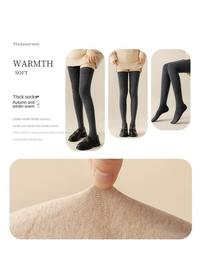 Bluejw Super Long Pressure Knee Socks Women's Autumn And Winter Long Thick Warm Non-slip Jk Thigh Socks Gray High Tube Knee Cotton Socks  - Image 4