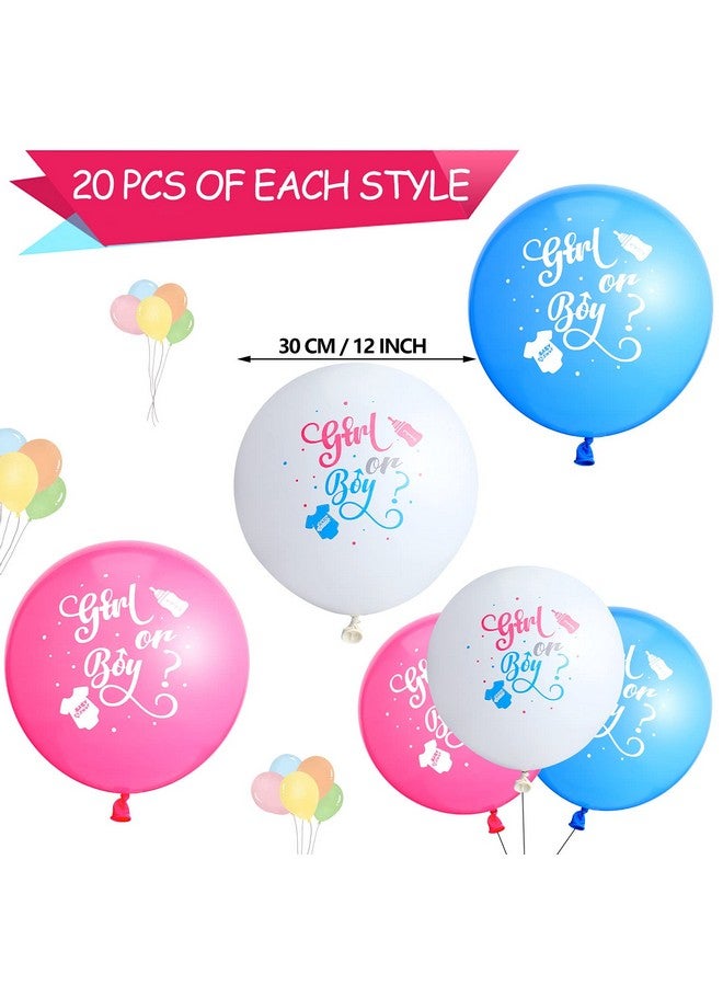 Skylety 60 Pieces Gender Reveal Balloons Girl or Boy Latex Reveal Party Balloon in White, Pink and Blue Shower Party Decorations Supplies for Baby Shower Gender Birthday - Image 2