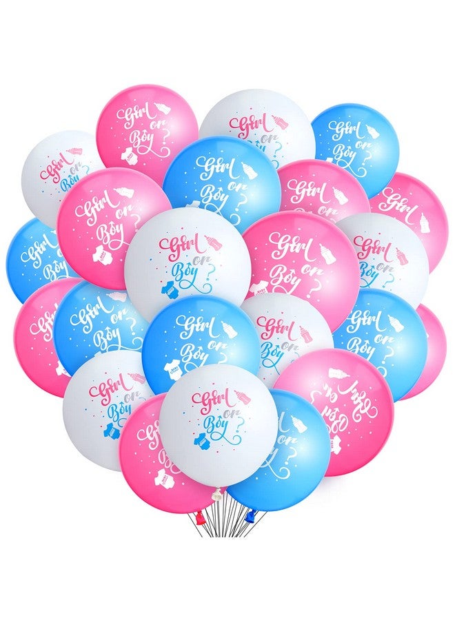 Skylety 60 Pieces Gender Reveal Balloons Girl or Boy Latex Reveal Party Balloon in White, Pink and Blue Shower Party Decorations Supplies for Baby Shower Gender Birthday - Image 1