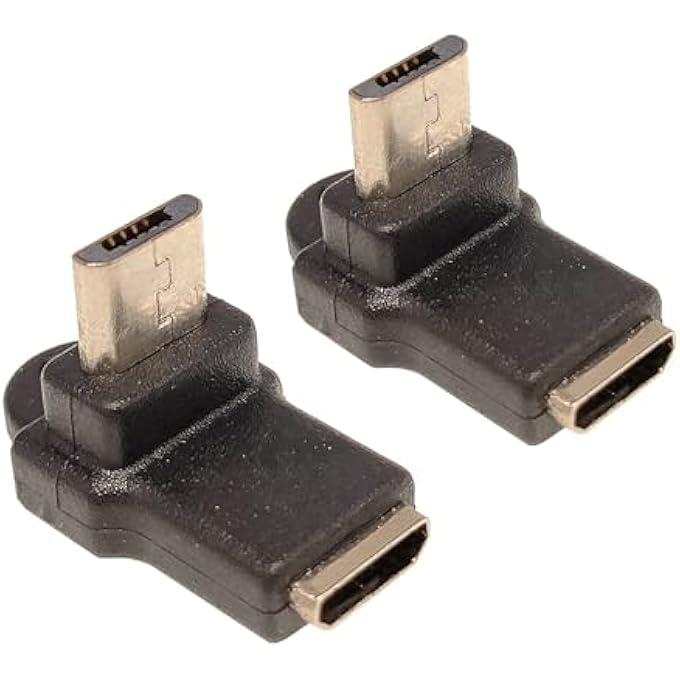 rayihni MICRO USB 2.0 5PIN MALE TO FEMALE M TO F EXTENSION CONNECTOR ADAPTER LONG PLUG CONNECTOR 90 DEGREE RIGHT & LEFT UP DOWN ANGLED (DO) - Image 1