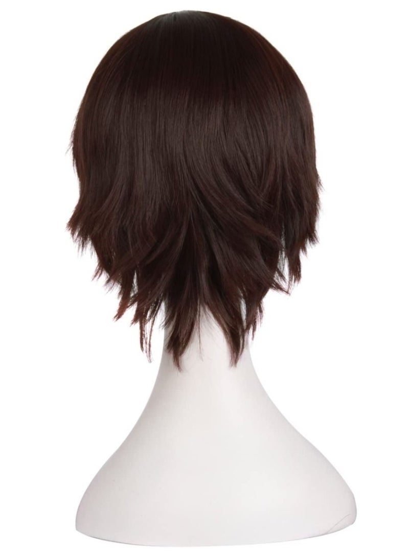 إستيل شعر مستعار تأثيري قصير مستقيم للرجال شعر مستعار بني غامق - Image 4