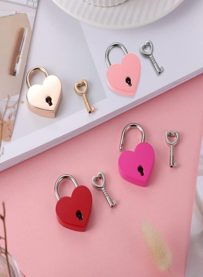 AYNEFY Treasure Chest Padlock, Heart Shaped Metal Lock Colorful Diary Book Security Padlock with Key for Jewelry Box Purse Handbag Cabinet Lockers Letter Box () - Image 3