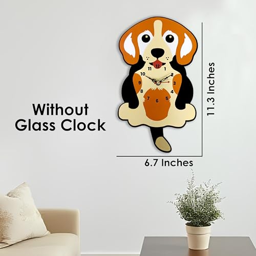 SOLOBOLO Silent Quartz Decorative Cartoon Analog Wall Clock for Kids, Non-Ticking, Round, Battery Operated for Kids Room/Home/Kitchen/Bedroom/School (Dog), Engineered Wood, 6.7x11.3 inch, multicolor - Image 5