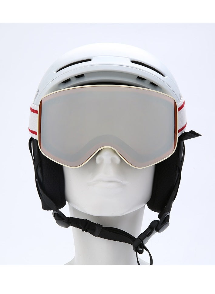 General Ski goggles full REVO coated glasses card myopia double anti-fog / HX15, milky white frame silver powder sheet [send storage bag]  - Image 4