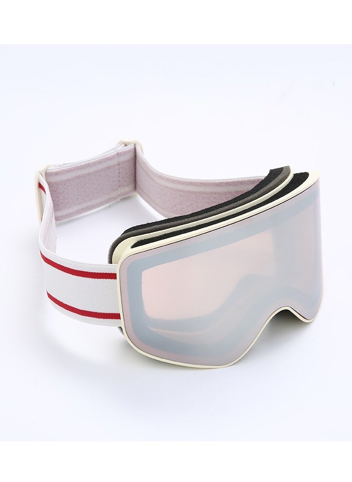 General Ski goggles full REVO coated glasses card myopia double anti-fog / HX15, milky white frame silver powder sheet [send storage bag]  - Image 5