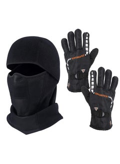 Balaclava Ski Mask Bicycle Motorcycle Balaclava Windproof Bike Face Masks Warm Breathable Balaclavas Winter Fleece Neck Warmer with Anti-Slip Thermal Gloves for Cycling Hiking Outdoor Unisex