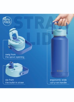 BEOLA 950ml Water Bottle 18/8 Stainless Steel 304 Double Wall Insulated Thermos Bottle with Straw Lid and wide mouth, 2 lids included, Hot Cold Liquids Sports Bottle bella, 32oz (Lavender)  - Image 3
