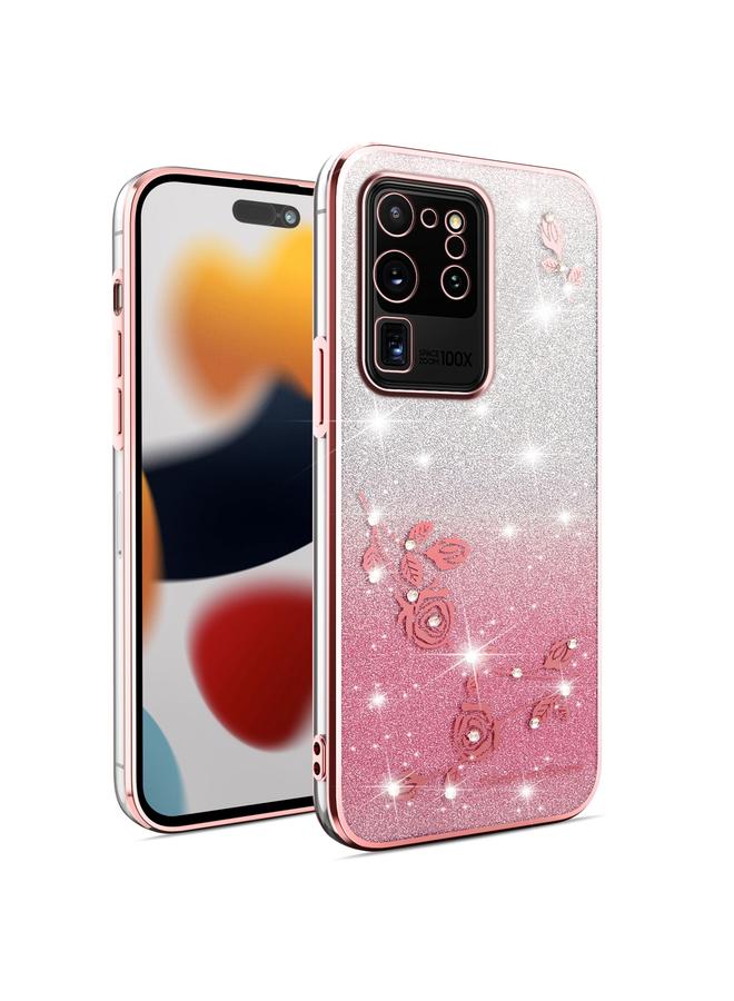 إيروريكس جراب لهاتف Samsung Galaxy S20 Ultra، جراب هاتف شامل بنقشة زهور لامعة متدرجة اللون - Image 1