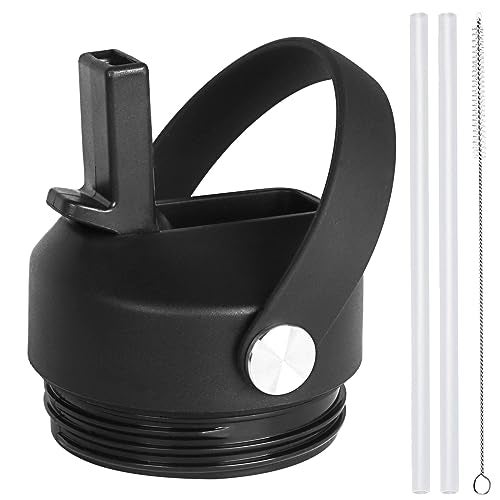 SYACOT Straw lid for Yeti Rambler Water Bottle 18 26 36 64 oz, Replacement Cap Straw Cap for YETI Rambler Jr 12oz, 18 oz, 26 oz 36 oz 64 oz, Lid with Straw and Brush and Flexible Handle ﻿ (Black) - Image 1