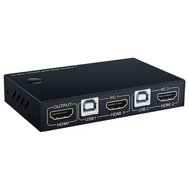 Kvm Switch: 2 Monitors 2 Computers, 4 USB 3.0 Ports - 4K@30Hz HD Resolution, Physical Button Or Wired Remote Switching for Home Office, Gaming Setup - Image 1