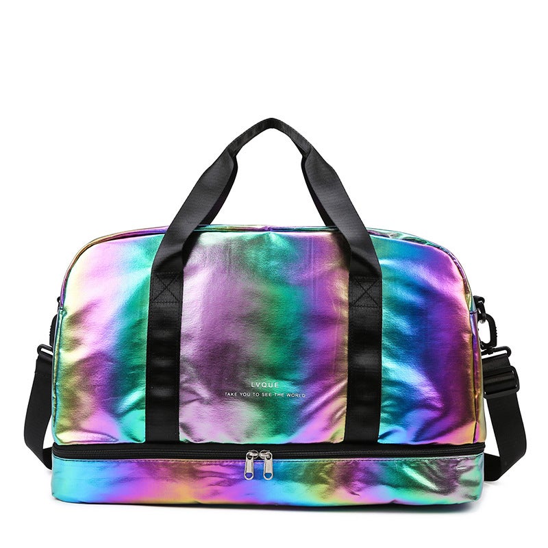 Fashion Laser Travel Bag with Shoe Compartment Colorful gold 
