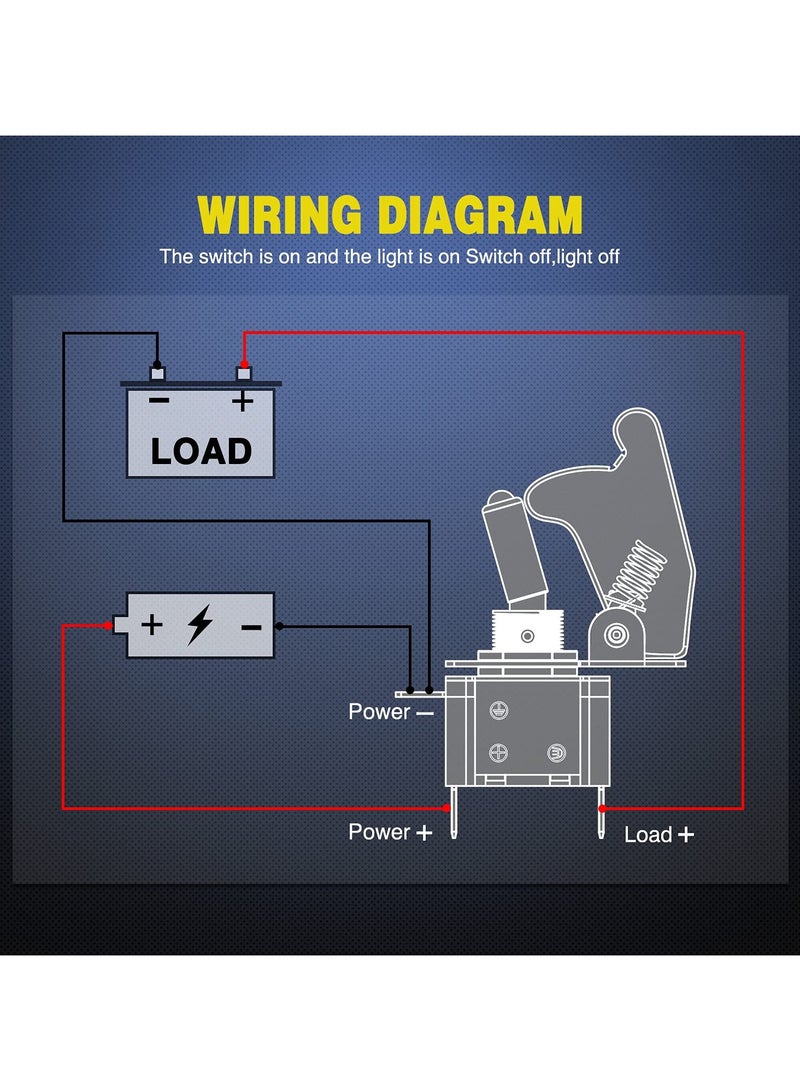 Red 12V LED Lighted Toggle Switch with Aircraft Guard Safety Flip Cover 12 Volt 20A Heavy Duty Covered Illuminated Lit for Racing Auto Car Automotive Cars Trucks Boats Racking - Image 4