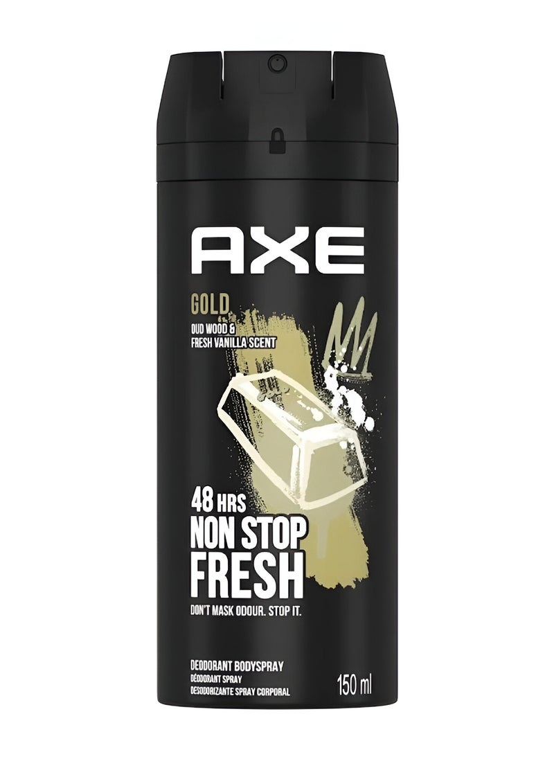 Axe - Gold Oud Wood and Fresh Vanilla Scent Deodorant Bodyspray 150ml - Image 1