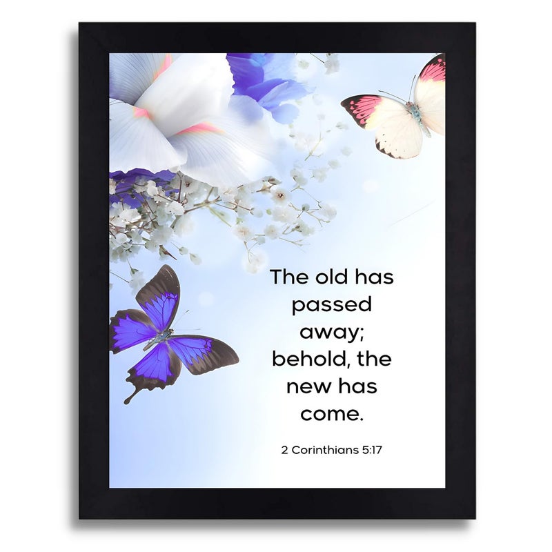 Interio Crafts 2 Corinthians 517 The old has gone the new is here Bible Verse Christian Decor Jesus Christ Decor Synthetic Wood 13X10 Inches - Image 1