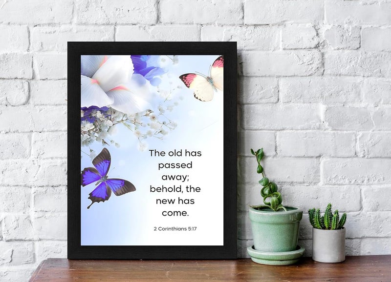 Interio Crafts 2 Corinthians 517 The old has gone the new is here Bible Verse Christian Decor Jesus Christ Decor Synthetic Wood 13X10 Inches - Image 2