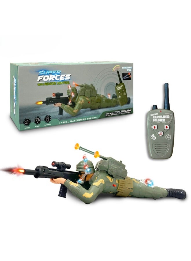 لعبة عسكرية، لعبة جندي، لعبة جندي زاحف تعمل بالتحكم عن بعد للأطفال - جندي جيش يعمل بالتحكم عن بعد مع أضواء ومؤثرات صوتية - Image 1