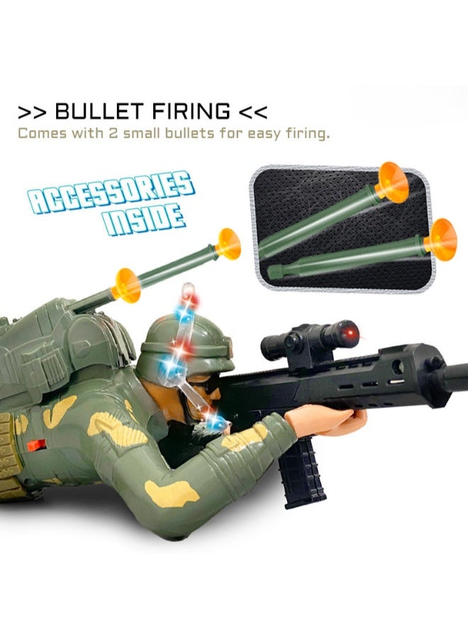 لعبة عسكرية، لعبة جندي، لعبة جندي زاحف تعمل بالتحكم عن بعد للأطفال - جندي جيش يعمل بالتحكم عن بعد مع أضواء ومؤثرات صوتية - Image 2