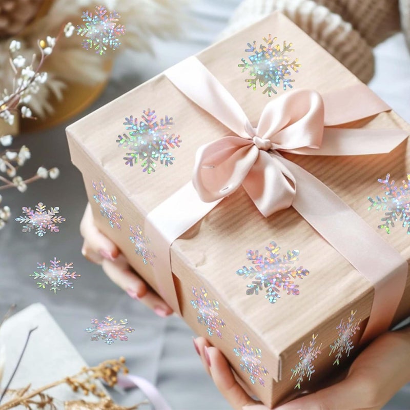 Bueake 500 Pcs 1.5 inches Winter Snowflake Stickers Self-Adhesive 6 Designs for Xmas Winter Envelope Journal Decor - Image 5