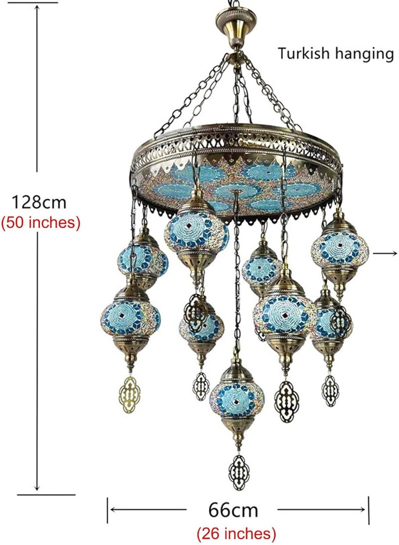 Quick Cart Turkish Moroccan Mosaic Chandelier Tiffany Style 9-Globe Ceiling Lamp Bohemian Hanging Pendant Light | Perfect for House warming, Birthday & Anniversery Gift | Perfect For Office & Hotel  - Image 3