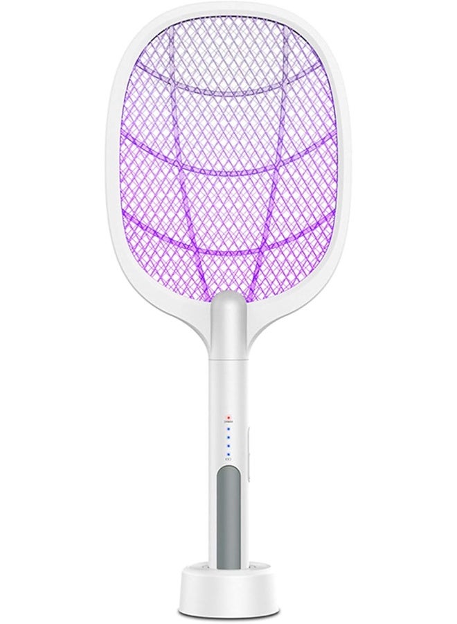 AWH Electric Fly Swatter, 2 in 1 Electric Fly Swatter & Mosquito Lamp Mosquitoes Trap with UV Ray & Electric Shock Rechargeable Mosquito Killer Lamp Bug Zapper with Base - Image 1