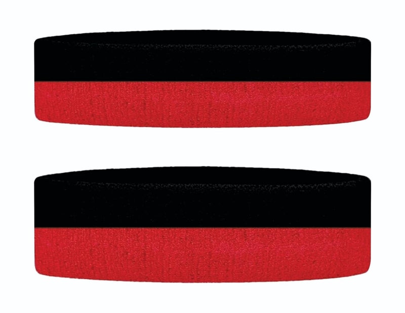 STEFFER شريط رأس سيليكون ستيفر للرياضة، تمارين الجيم، شريط عرق اليوغا - جميع ملابس الرياضة للياقة البدنية للجنسين (أسود وأحمر) - Image 1