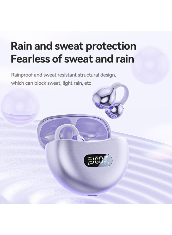 Arabest Clip-on Earbuds,Open Ear Earbuds Wireless Bluetooth 5.4, Lightweight Open Ear Headphones with C-Shaped Bridge,Slim Hook,60H Battery,Waterproof,for Glasses Wearers and Workouts (Purple) - Image 3