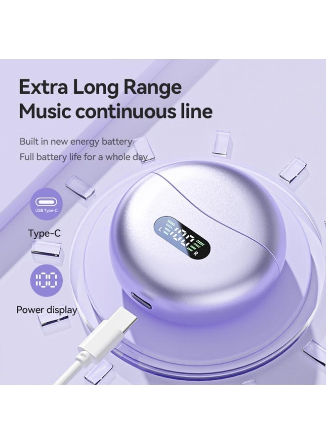 Arabest Clip-on Earbuds,Open Ear Earbuds Wireless Bluetooth 5.4, Lightweight Open Ear Headphones with C-Shaped Bridge,Slim Hook,60H Battery,Waterproof,for Glasses Wearers and Workouts (Purple) - Image 4