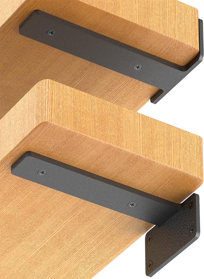 4 Pieces Metal Shelf Brackets Wall Mounted Shelving Brackets Heavy Duty Support 15cm - Image 1