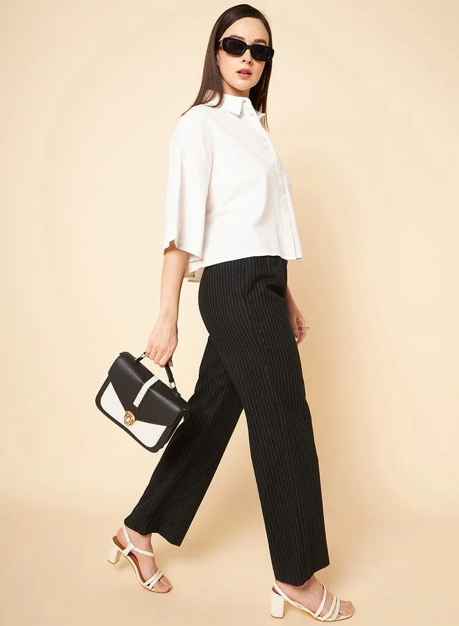 HIGH STAR Oversized Solid Shirt with Drop Shoulder Sleeves