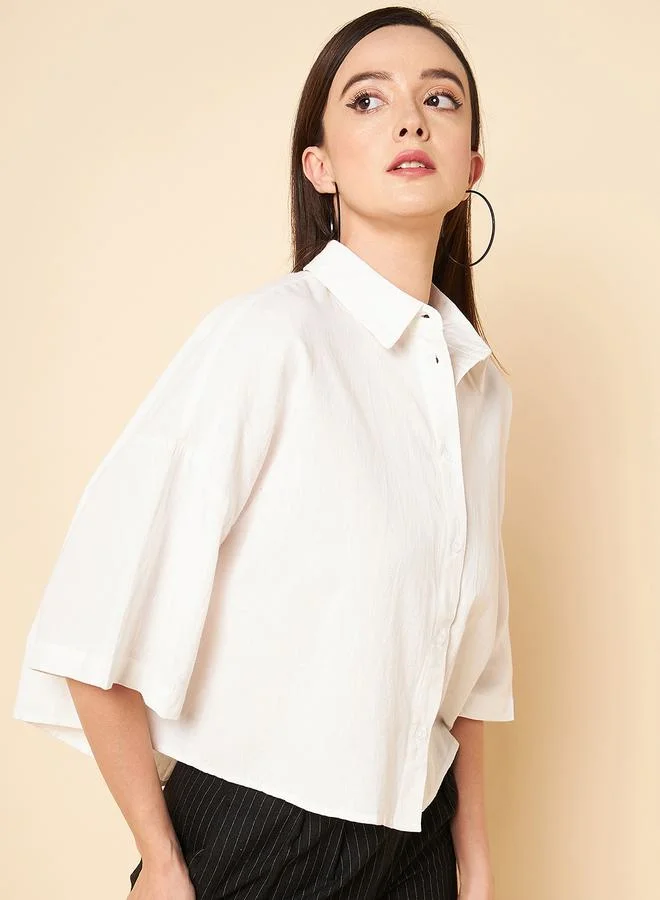 HIGH STAR Oversized Solid Shirt with Drop Shoulder Sleeves