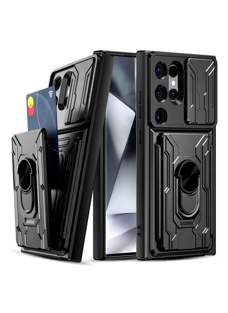 Techie Samsung Galaxy S24 Ultra Slide Armor Case with 360° Ring, Magnetic Stand, Card Holder, Camera Shield & Mil-Grade Drop Protection  - Image 1