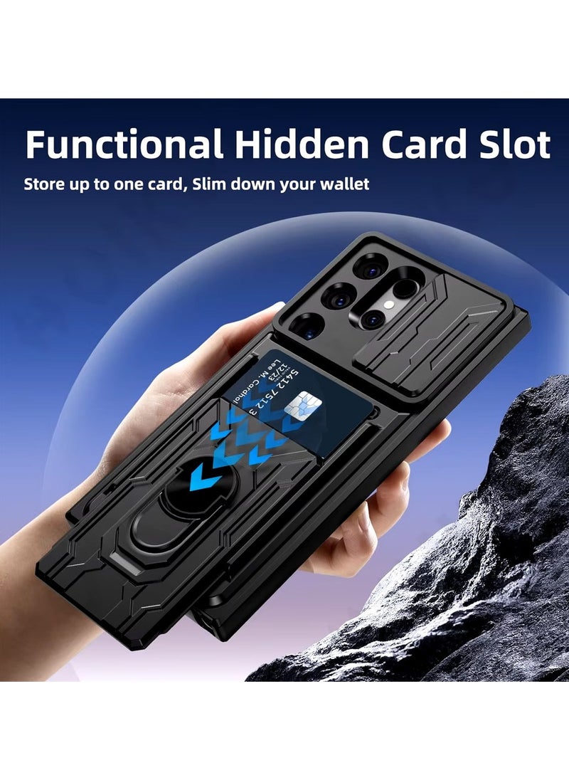 Techie Samsung Galaxy S24 Ultra Slide Armor Case with 360° Ring, Magnetic Stand, Card Holder, Camera Shield & Mil-Grade Drop Protection  - Image 2