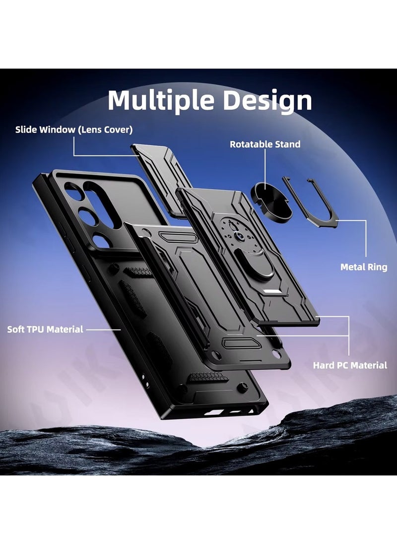 Techie Samsung Galaxy S24 Ultra Slide Armor Case with 360° Ring, Magnetic Stand, Card Holder, Camera Shield & Mil-Grade Drop Protection  - Image 3