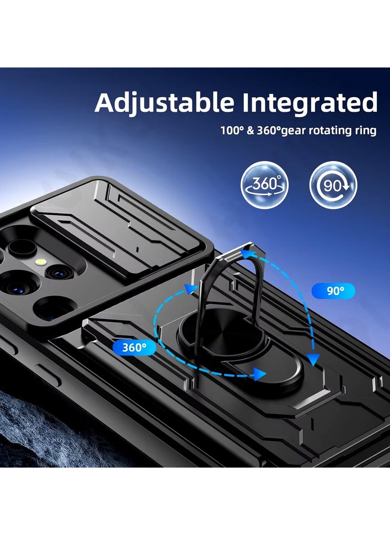 Techie Samsung Galaxy S24 Ultra Slide Armor Case with 360° Ring, Magnetic Stand, Card Holder, Camera Shield & Mil-Grade Drop Protection  - Image 4