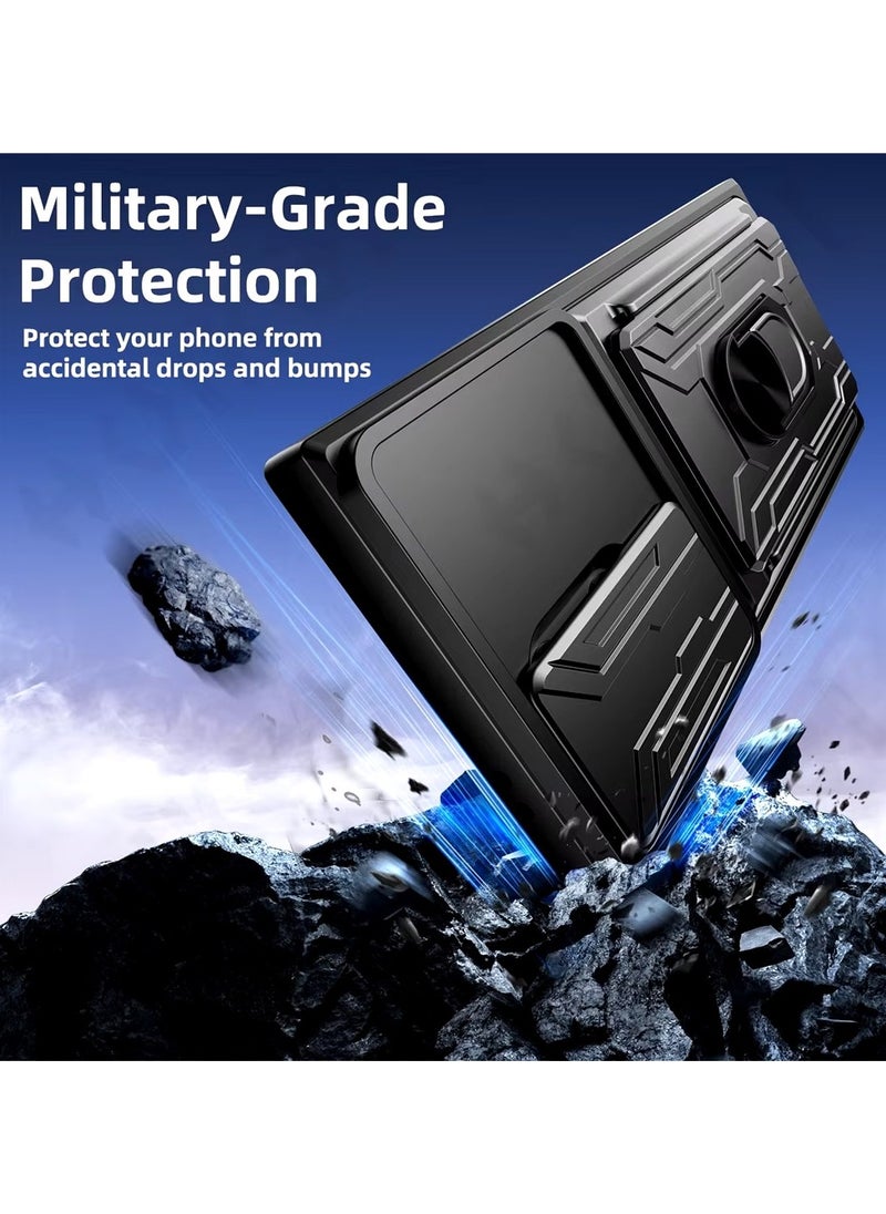 Techie Samsung Galaxy S24 Ultra Slide Armor Case with 360° Ring, Magnetic Stand, Card Holder, Camera Shield & Mil-Grade Drop Protection  - Image 5