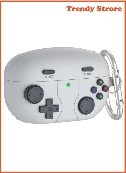 Compatible with Sony WF-1000XM5 Case Cover with Carabiner, 3D Game Console Silicone Design, Shockproof Protective Case (Light Gray)